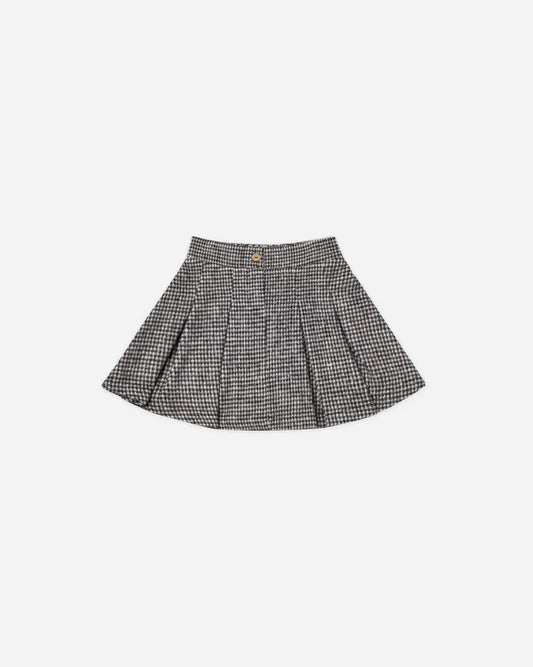 Black Houndstooth Tailored Skirt