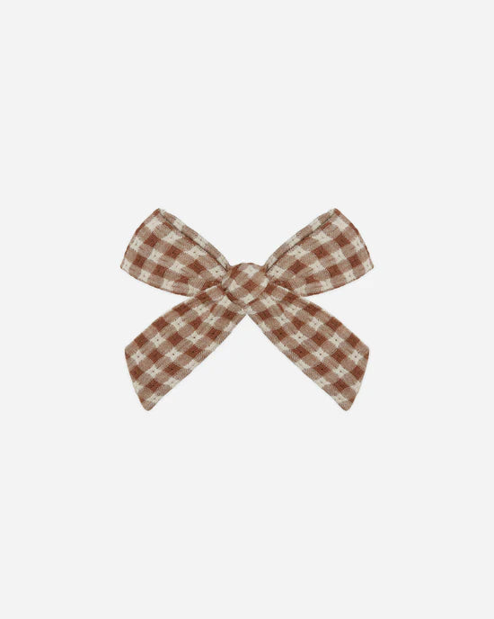 Girls Brown Gingham Bow