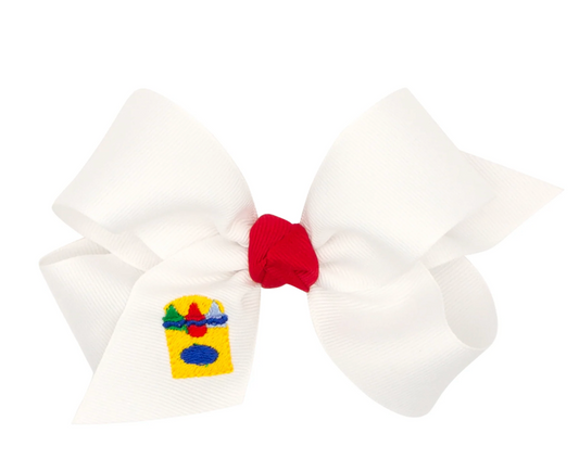 Back to School White Grosgrain Knot Bow