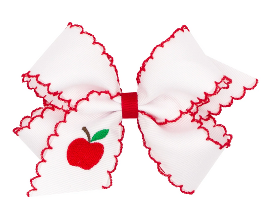 Apple Embroidered Moonstitch Bow