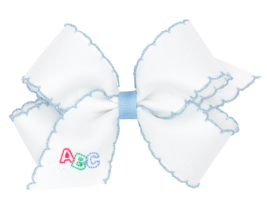 White with Millennium Blue Moonstitch ABC Bow