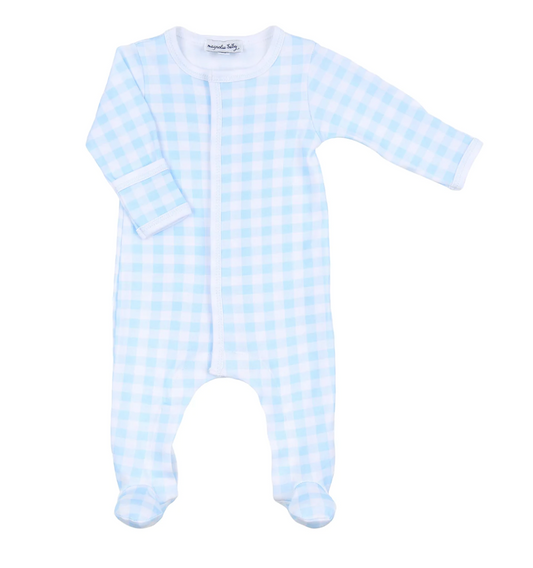 Blue Baby Check Footie