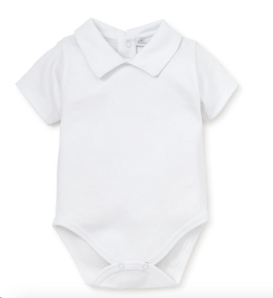 White Short Sleeve Collar Bodysuit