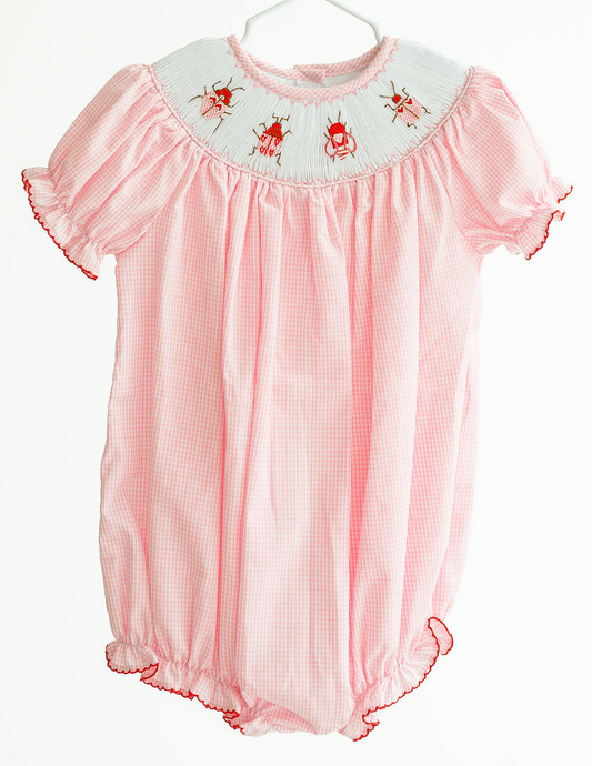 Smocked Love Bug Bishop Girls Bubble by Ruth and Ralph. 