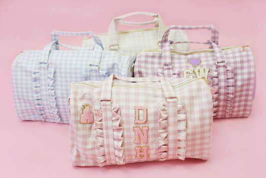 Lilac Gingham Duffle Bag
