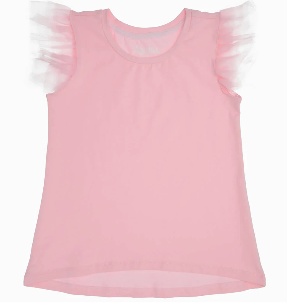 Tulle Ruffle Shirt in Light Pink