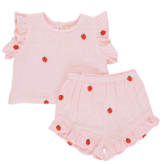 Roey Set - Strawberry Embroidery