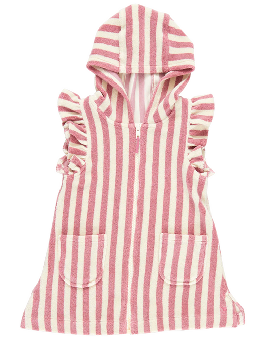 Girls Terry Coverup Pink Stripe