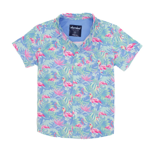 Boys Shordees Summer Shirt Floral Flamingo