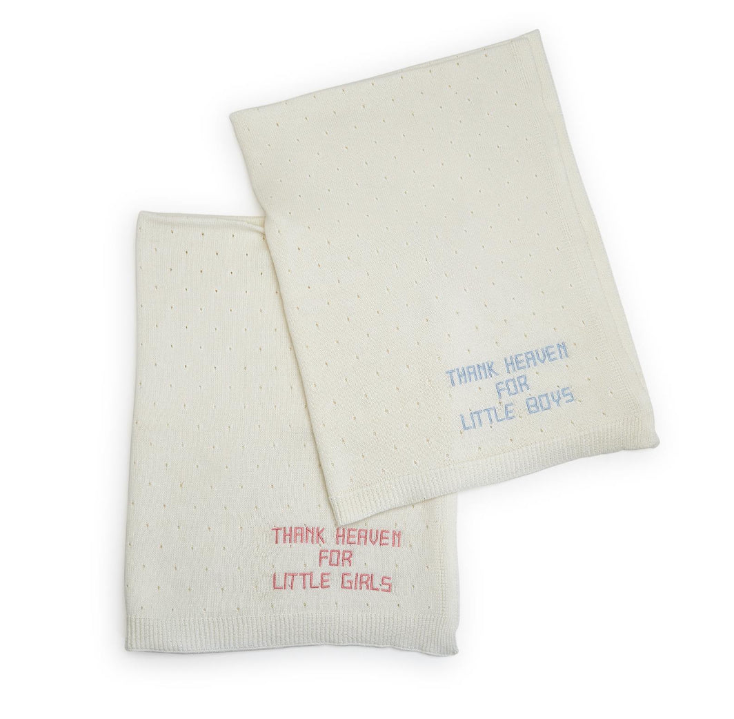 Thank Heaven Embroidered Knit Blanket