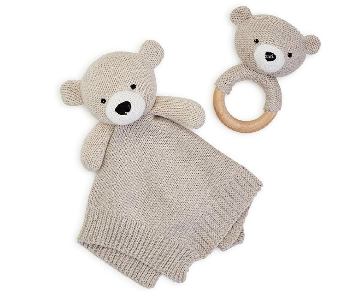 Knit Baby Bear Rattle Set