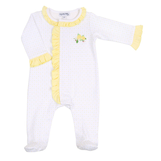 Vintage Lemons Embroidered Ruffle Front Footie