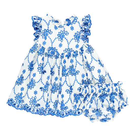 Baby Girls Cynthia Dress Set - Blue Eyelet