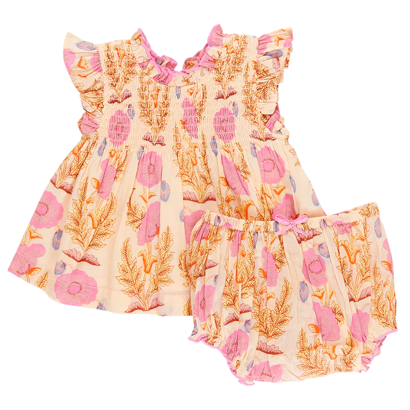 Baby Girl Pink Gilded Floral Stevie 2-Piece Set