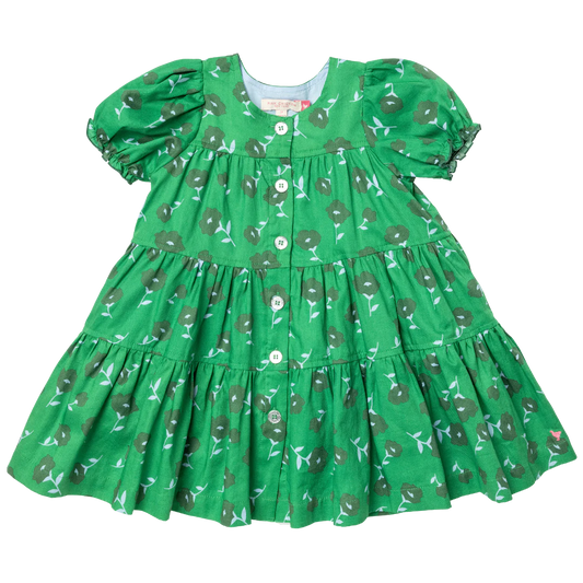 Green Flower Toss Elizabeth Dress