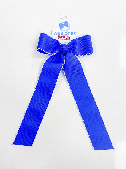 Royal Blue with White Moonstitch Bowtie