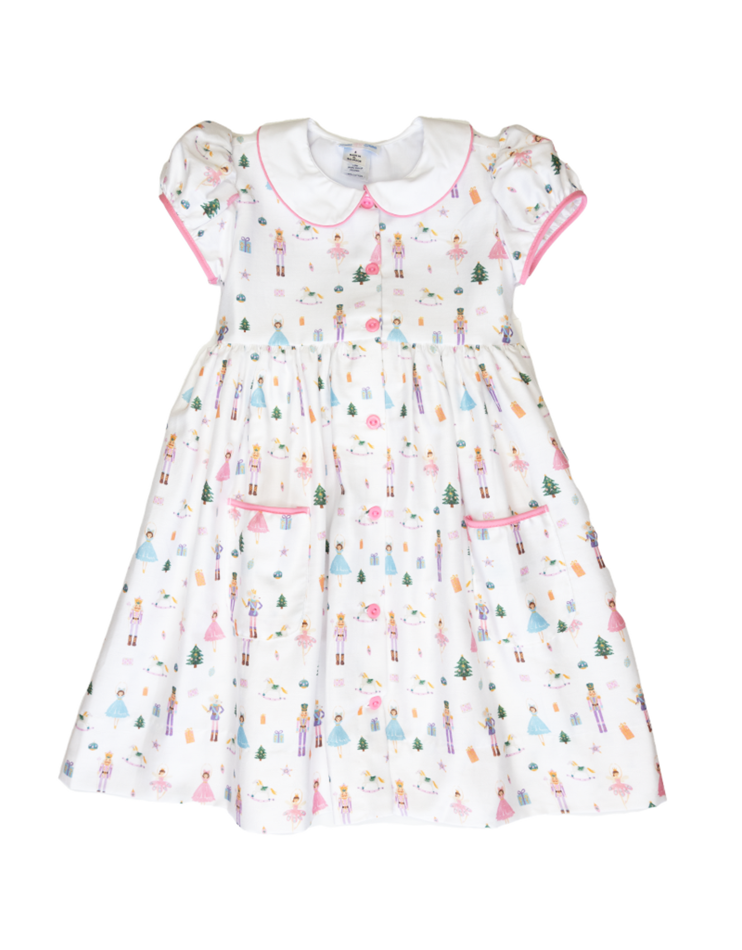 Girls Nutcracker dress by Lulu Bebe with pockets and a scalloped collar. 