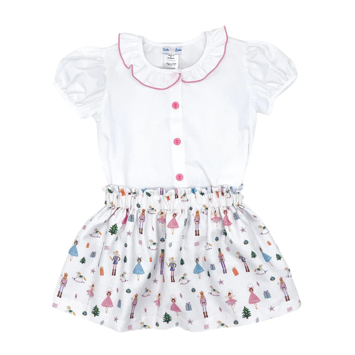 Nutcracker Skirt Set with Ruffle Blouse