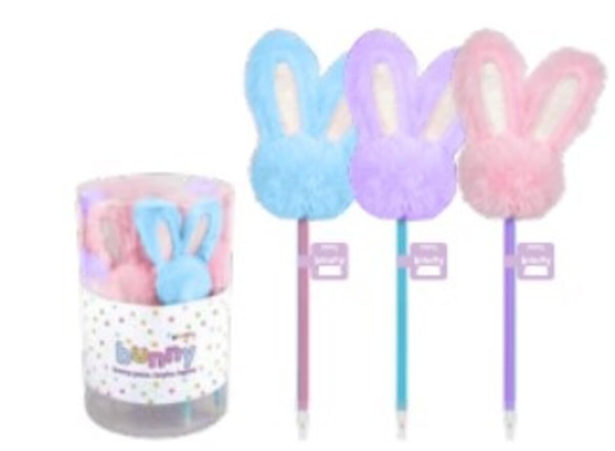 Fluffy pink, purple, and blue pastel Peep bunny pens for Easter. 