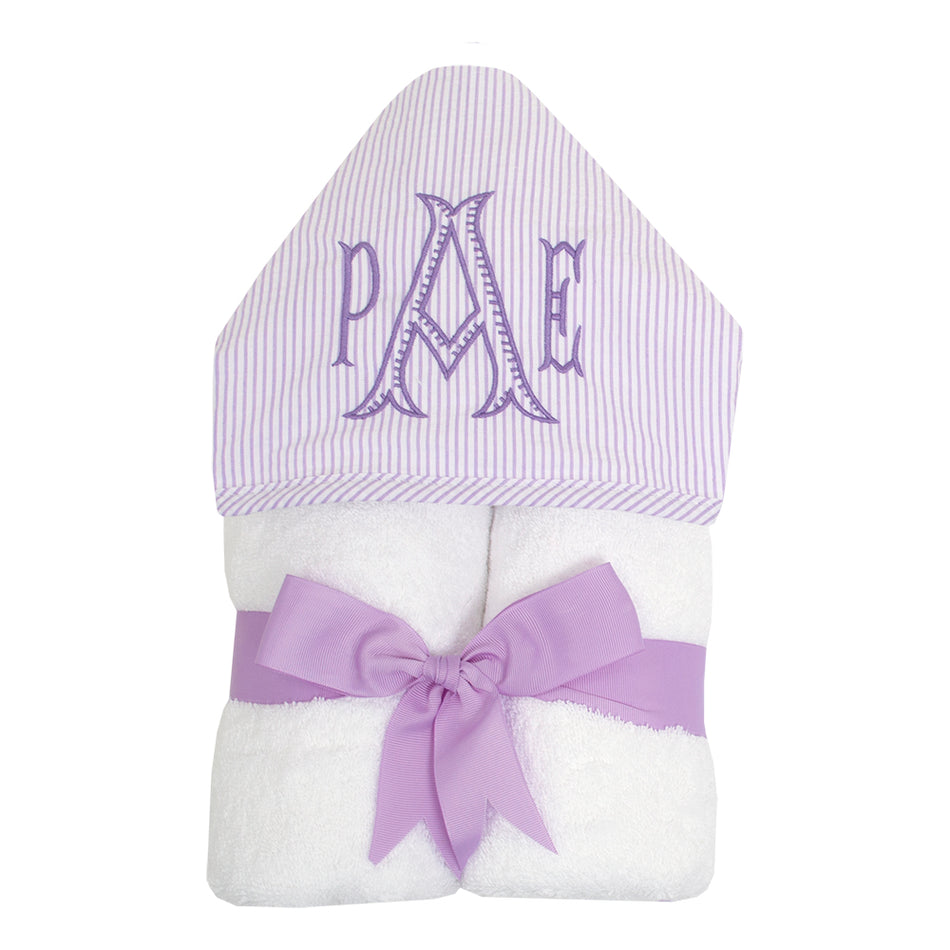 Lilac Hooded Seersucker Stripe Towel