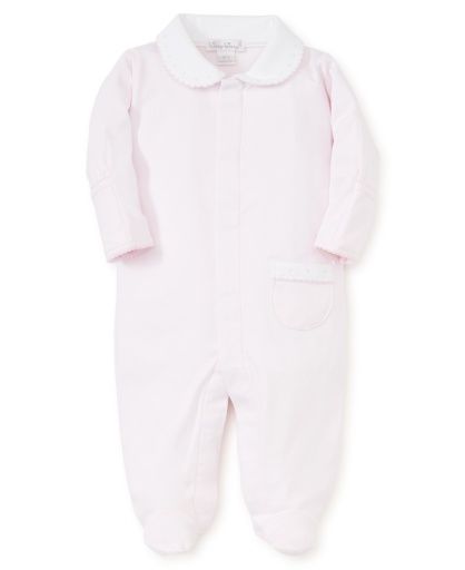 Light pink pima collar footie by Kissy Kissy. 