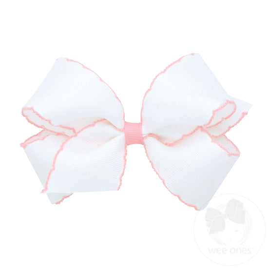 White with Pink Moonstich Bow