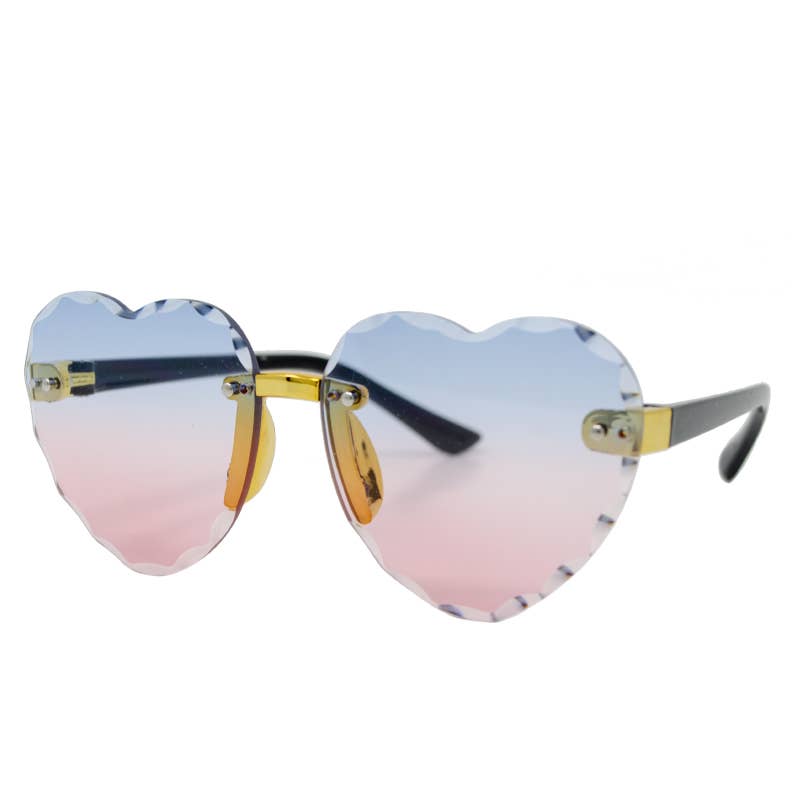 Frameless Heart Sunglasses - Blue/Pink