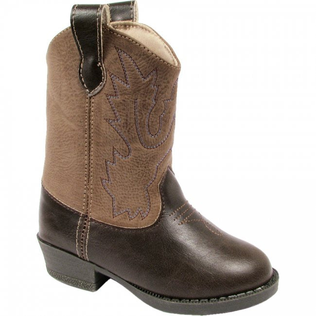 Two tone brown toddler boys cowboy boots. 