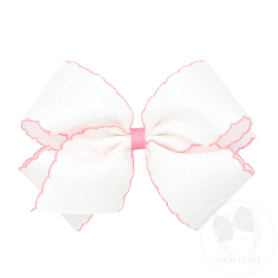 White with Pink Moonstich Bow