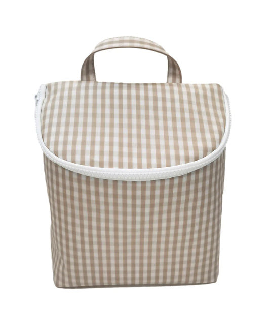 Take Away Insulated Lunch Bag - Khaki Gingham