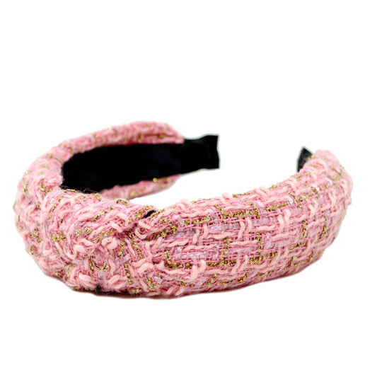 Tweed Knotted Headband: Pink
