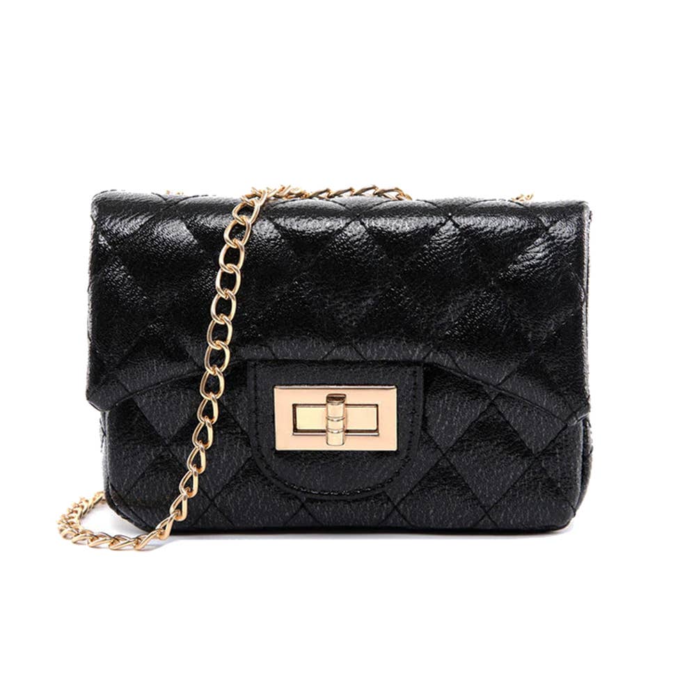Black Metallic Classic Mini Purse