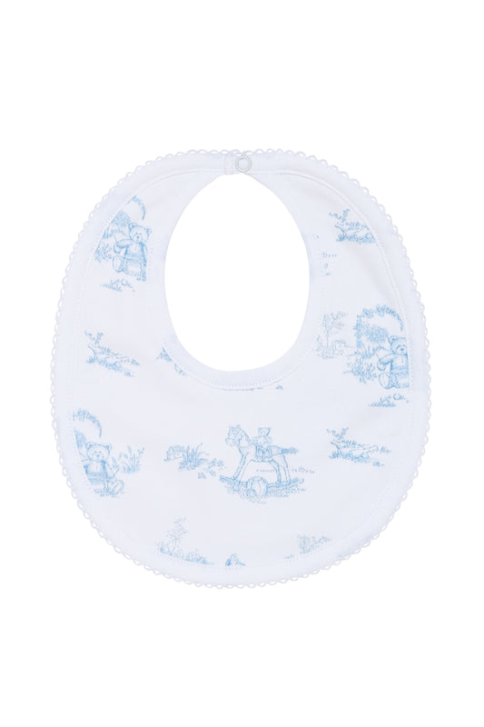 Blue Toile Baby Bib