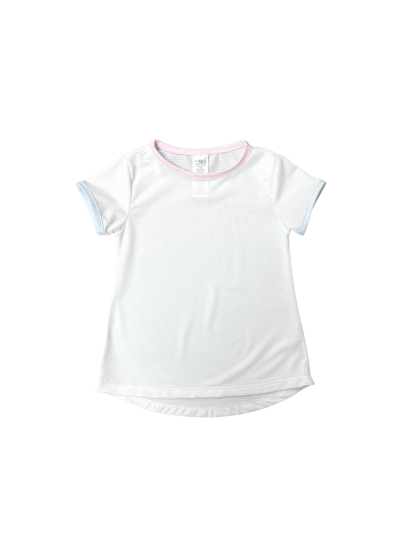 Bridget Basic T - White with Pink and Blue