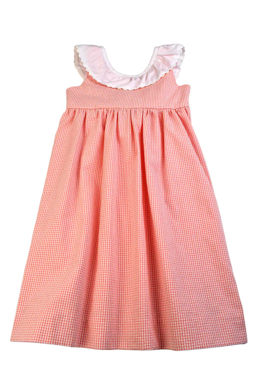 Coral Seersucker Sundress