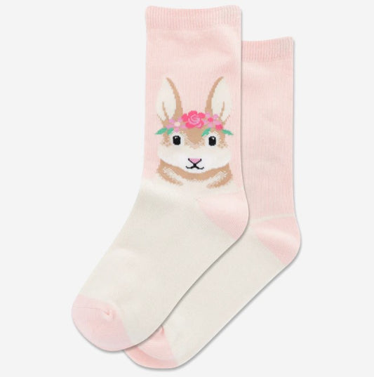 Flower Crown Bunny Crew Socks