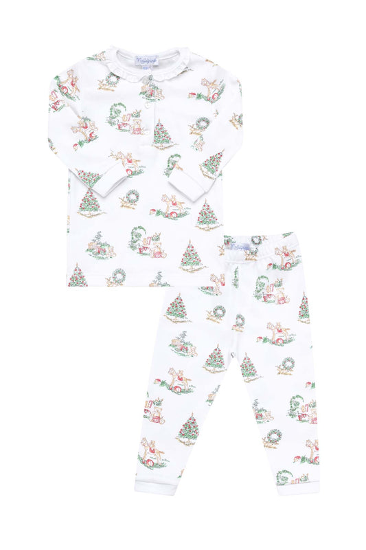 Girls Christmas Toile Pajamas