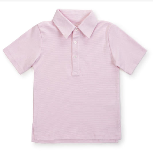 Griffin Polo Shirt - Pink and White Stripes