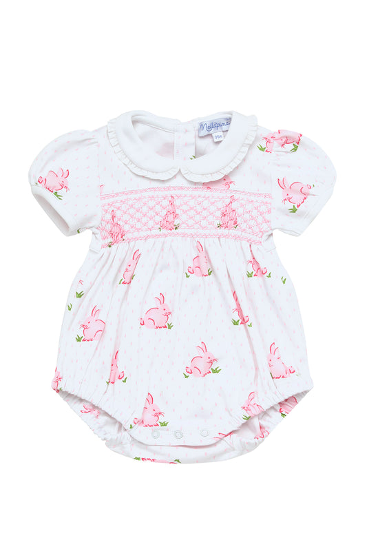 Pink Bunny Smocked Bubble
