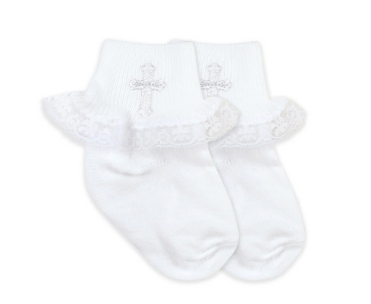Jefferies Socks Smooth Toe Christening Lace Socks 1 Pair