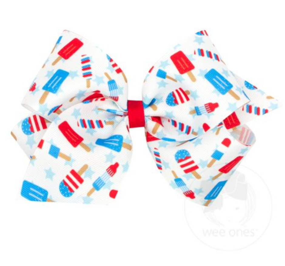 Patriotic Popsicle Printed Grosgrain Bow