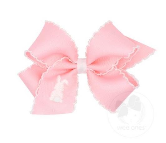 Pink Easter Bunny Embroidered Bow