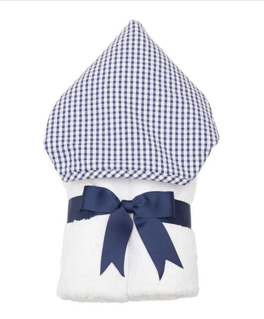 Navy  Blue Check Hooded Towel