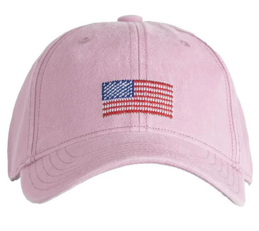 American Flag on Light Pink Hat