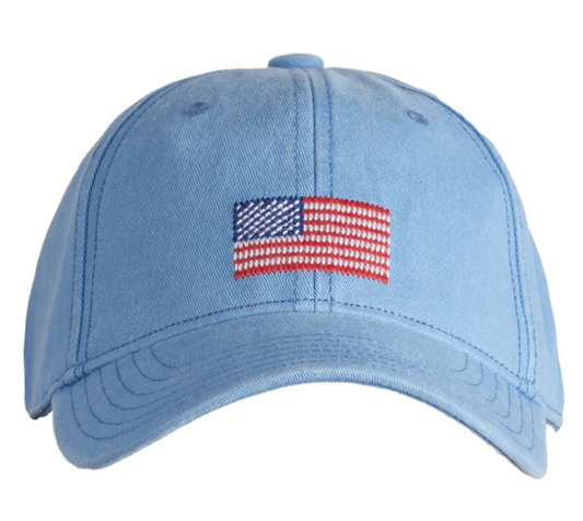 American Flag on Light Blue Hat