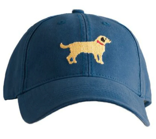 Yellow Lab on Navy Hat