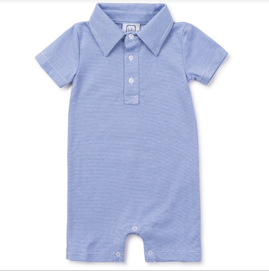 Boys blue and white stripe Shortall by Lila and Hayes. 