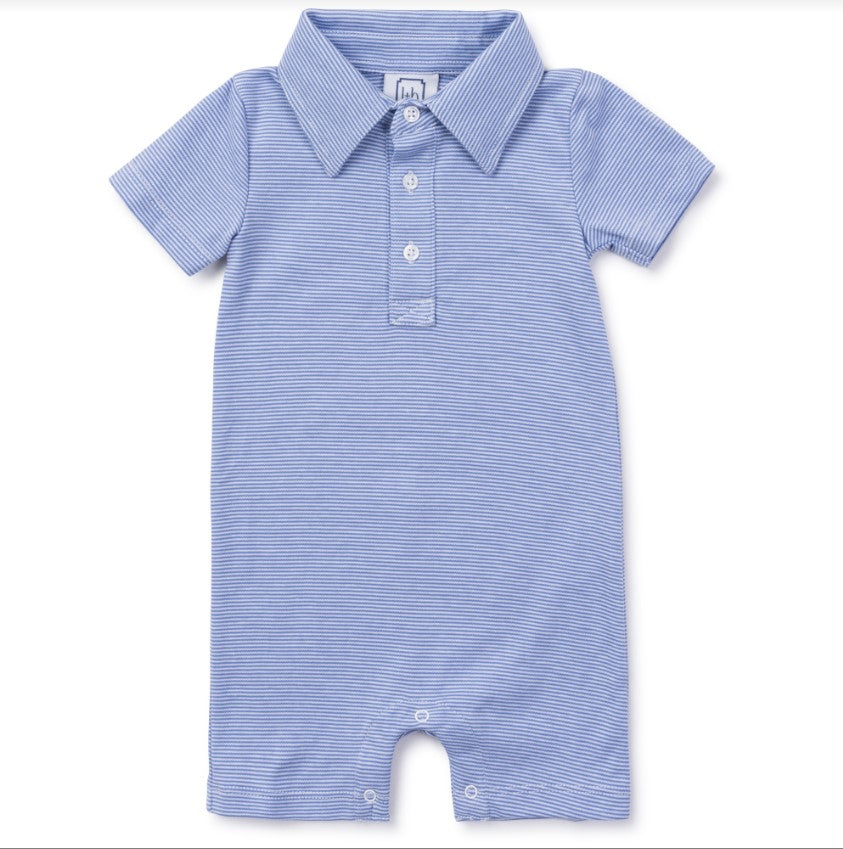 Boys blue and white stripe Shortall by Lila and Hayes. 