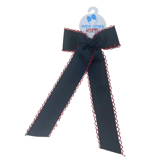 Navy with Red Moonstitch Bowtie