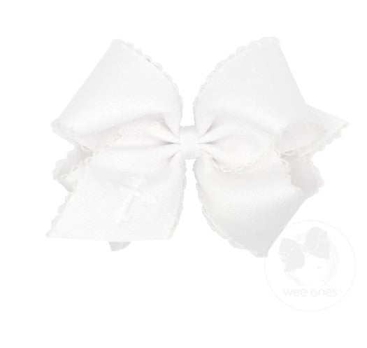 White Cross Embroidered Bow